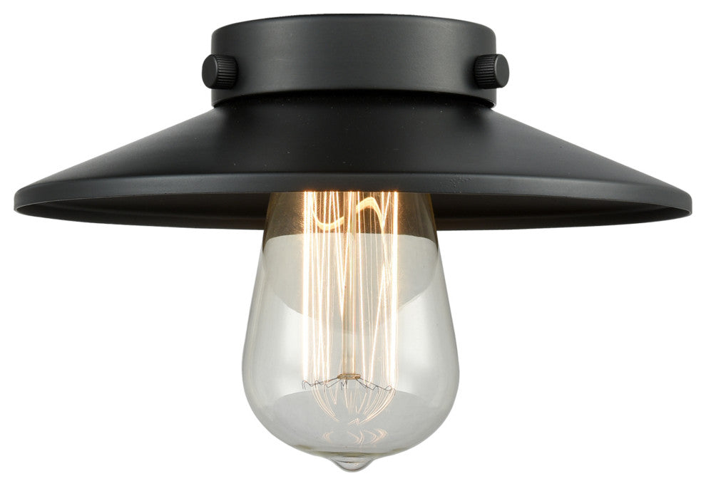 Railroad 32" Bath Vanity Light, Brushed Brass, Matte Black Shade