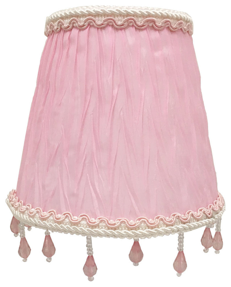 5" Ruche Pleated Empire, Pink, Clip-On Chandelier Shade, 3"x5"x4.5, Single