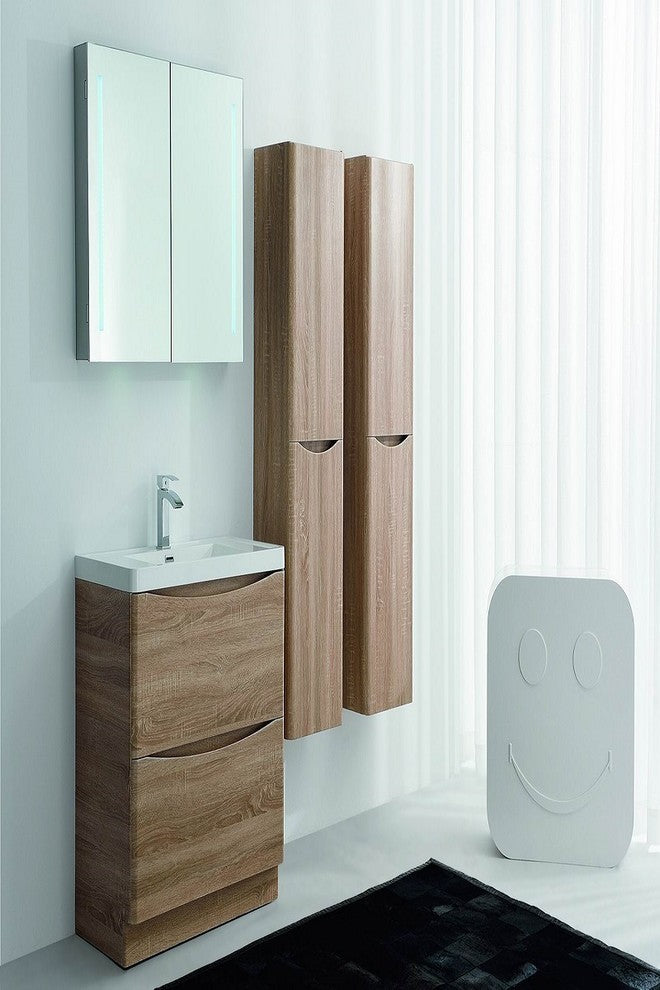 Eviva Smile 24" White Oak Modern Bathroom Vanity Integrated White Acrylic Sink