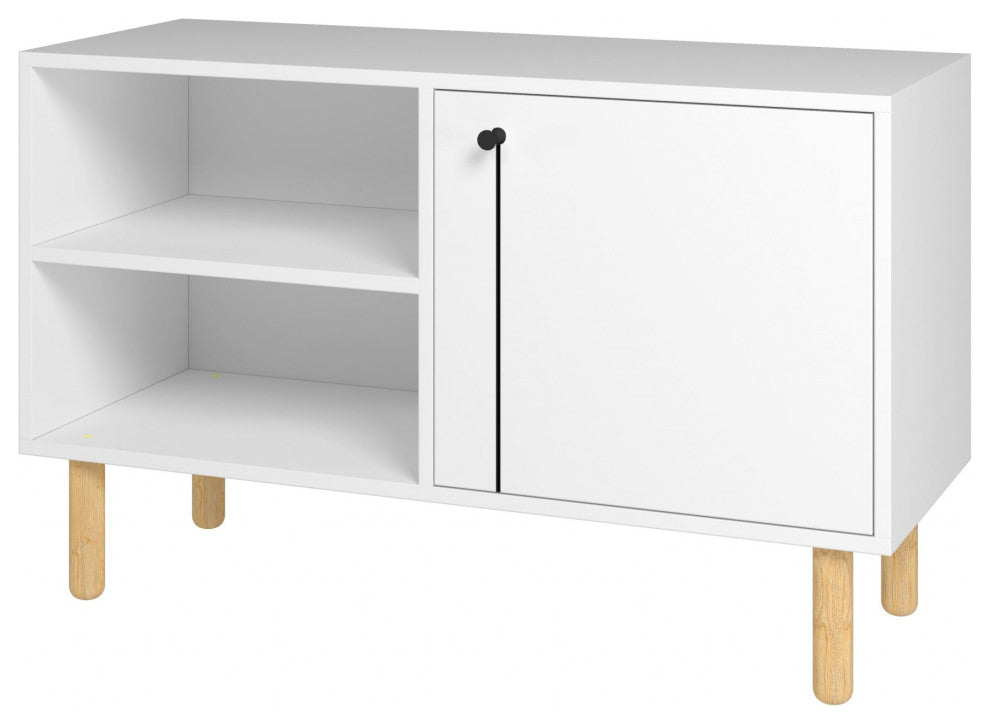 Iko White Modern Sideboard Open Cubbie Cabinet