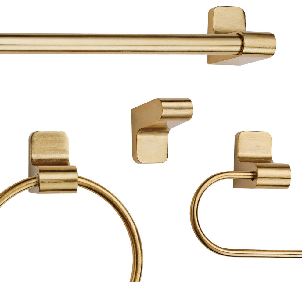 Positano 4-Piece Matte Brass Bathroom Hardware Accessory Kit