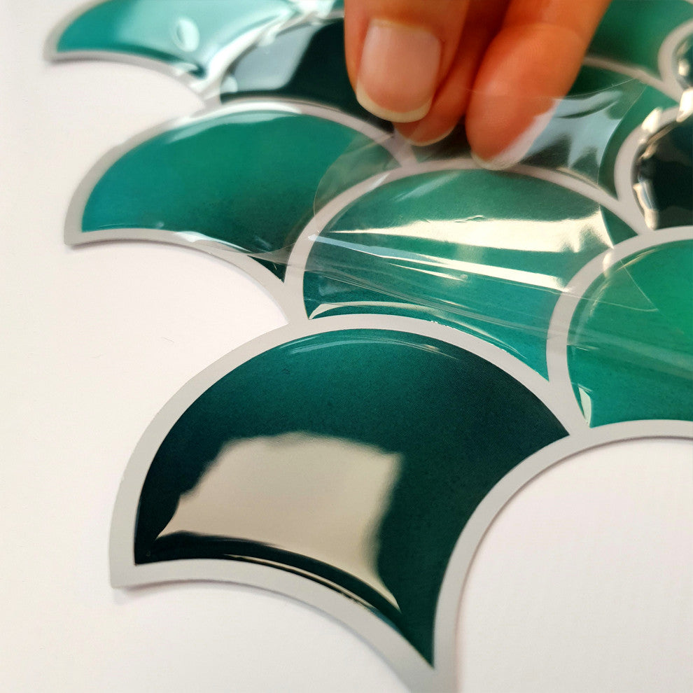 11' x 8" 3D Tile Sticker Fresh Turquoise Kitchen Bathroom, Set of 8