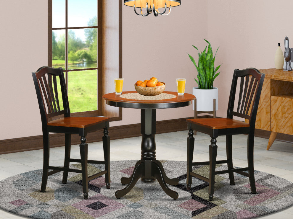 3 Pc Counter Height Dining Set -Pub Table And 2 Dining Chairs