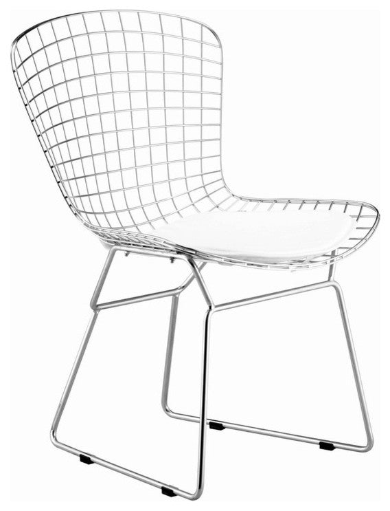 Mod Made Chrome Wire Side Chair, White