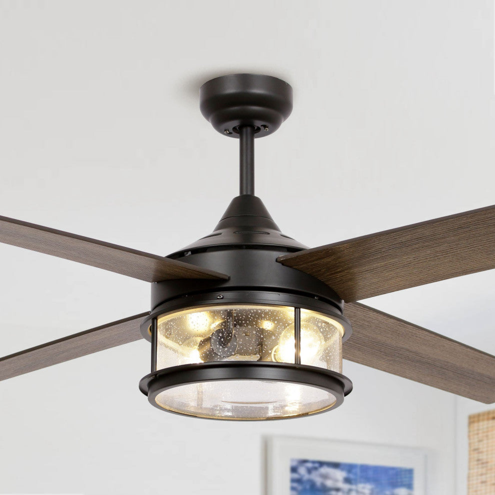Black 52 in Modern Ceiling Fan with Remote Control