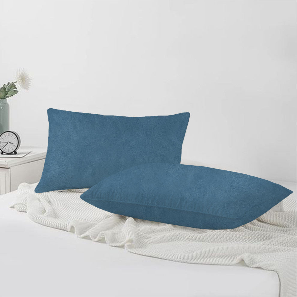 A1HC Soft Velvet Pillow Covers, YKK Zipper, Set of 2, Navy Blue, 12"x20"