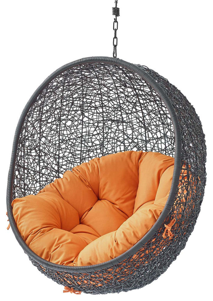 Swing Lounge Chair, Black Orange, Outdoor Patio Balcony Cafe Bistro Garden