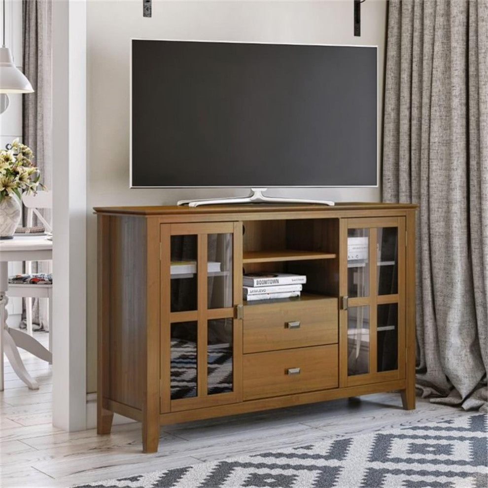 Artisan Solid Wood 53" Wide Tv Media Stand In Honey Brown For Tvs Up To 60"es