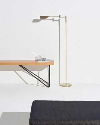 Brightech Leaf - Adjustable Pharmacy LED Floor Lamp for Reading & Crafts, Antique Brass