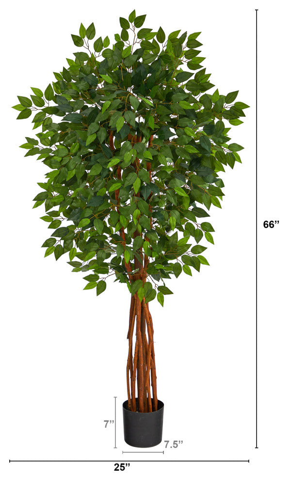 5.5' Super Deluxe Natural Trunk Ficus Artificial Tree With Natural Trunk