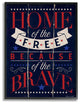 Home Of The Free Red White & Blue Planked Look Framed Giclee Art, 11"x14"