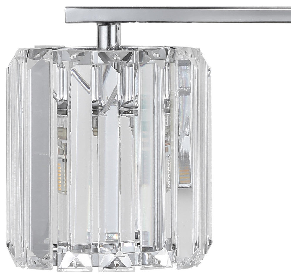 Coco Prism Vintage Metal/Glass Glam LED Vanity Light, Width: 29.75"