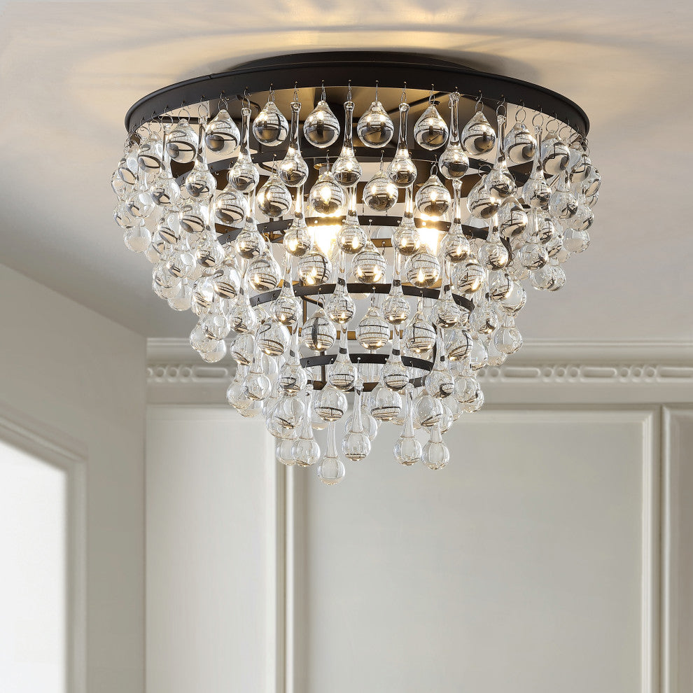 Toronto 16" Metal, Crystal LED Flush Mount, Oil Rubbed Bronze