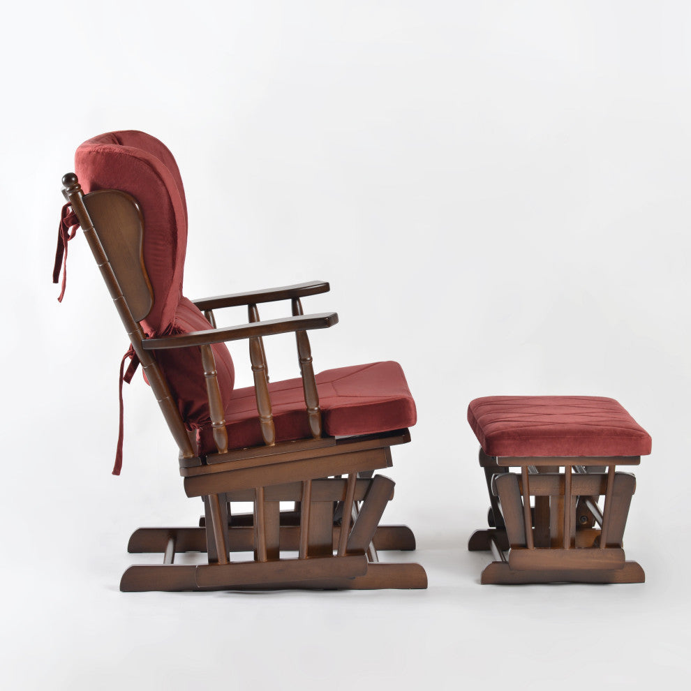 Comfort Deluxe Glider Chair and Ottoman Set, Brick