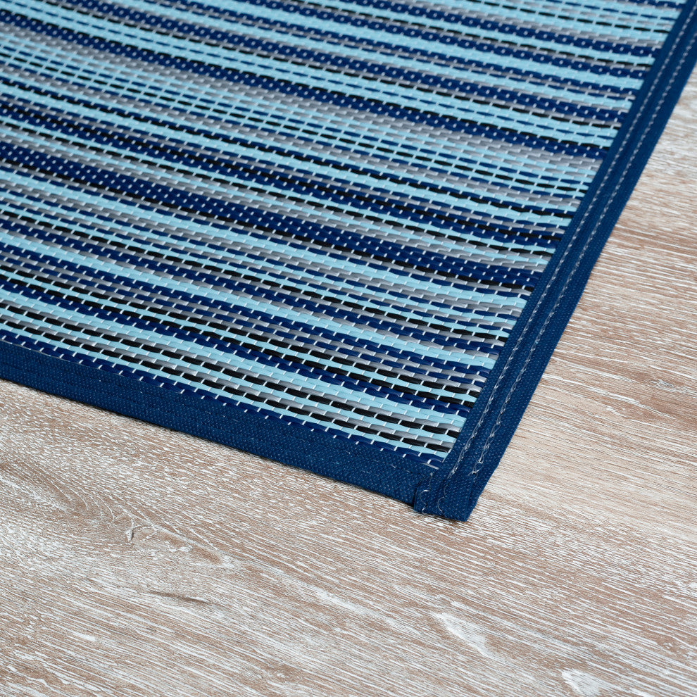 Sheffield Contemporary Stripes, Navy/Aqua, 5'x6'11"