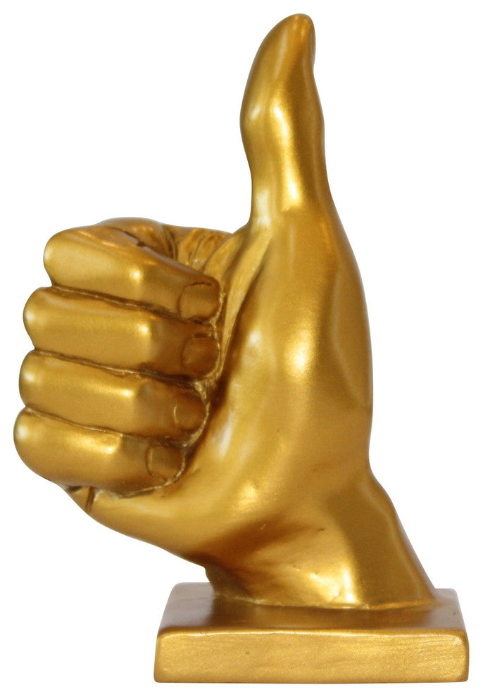 Thumbs Up hand symbol sculpture choco black, Gold