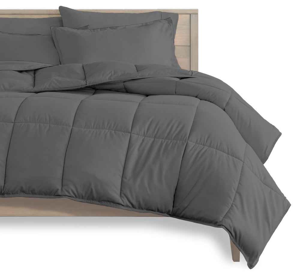 Bare Home 5-Piece Twin Bed-in-a-Bag, Gray, Gray