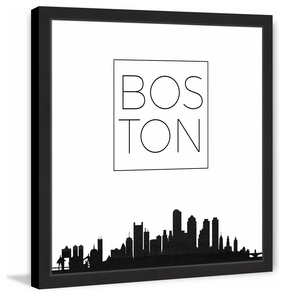 "Boston Skyline" Framed Painting Print, 32x32