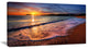 Foaming Waves at Beautiful Sunset, Seashore Canvas Art Print, 32"x16"