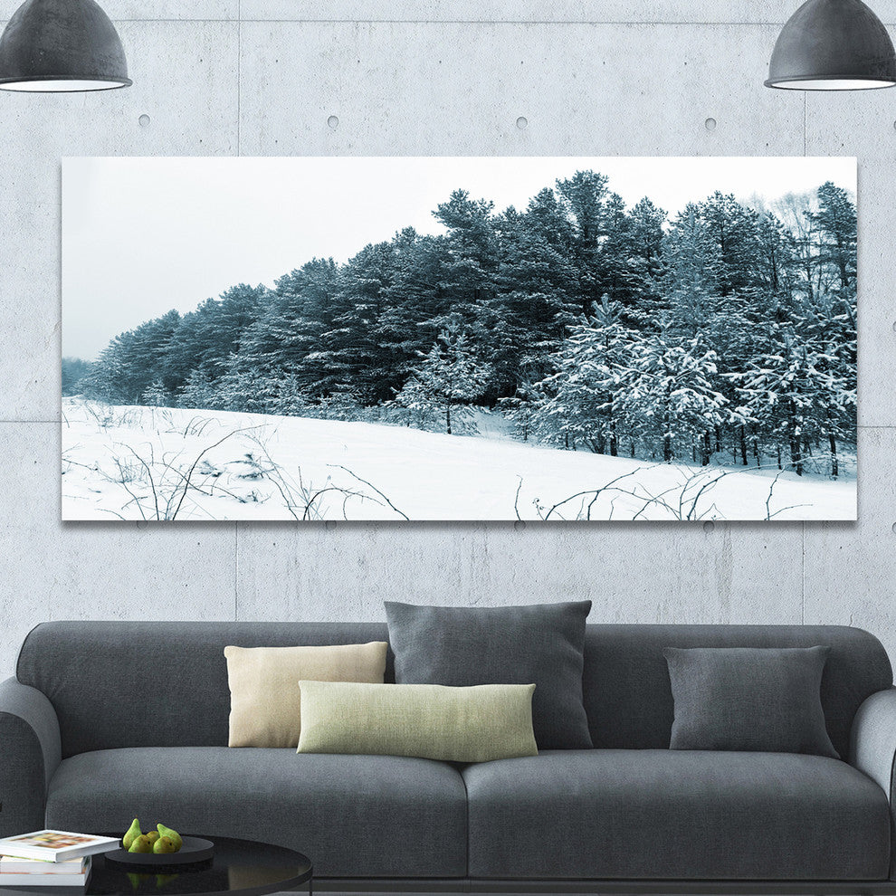 Dark Winter Trees, Landscape Canvas Art Print, 60"x28"