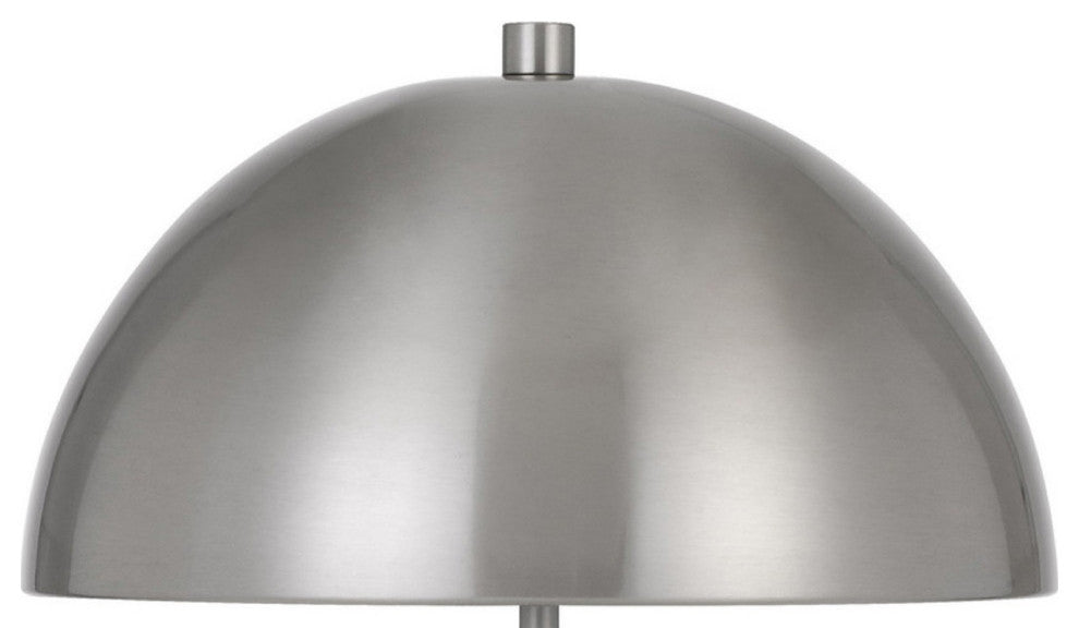 20 Inch Metal Accent Table Lamp with Dome Shade, Silver