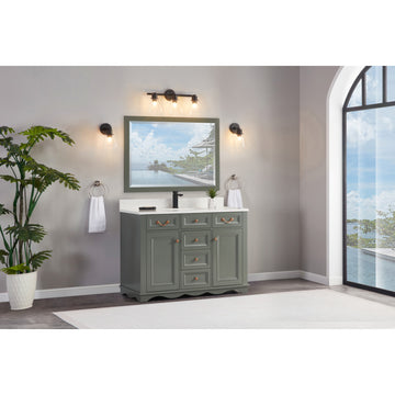 Legion Furniture WS2512 Series Bathroom Sink Vanity, Pewter Green, 48", Artificial Stone Top, Single Sink