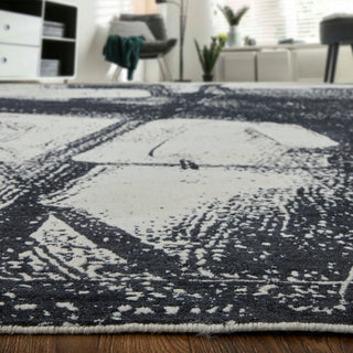 Eshwar R8927 Modern/Industrial/Global Rug, Black/White, 5'x8'