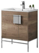 Modern Gray Bathroom Vanity Set, Chrome Hardware, Vireous China Sink Top