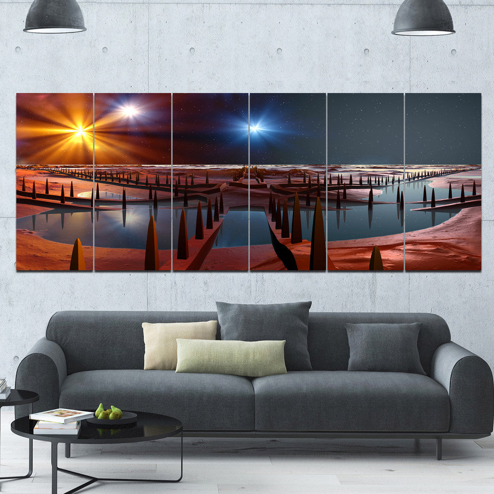 Planet of Souls Alien Land, Landscape Canvas Art Print, 70"x28", 6 Panels