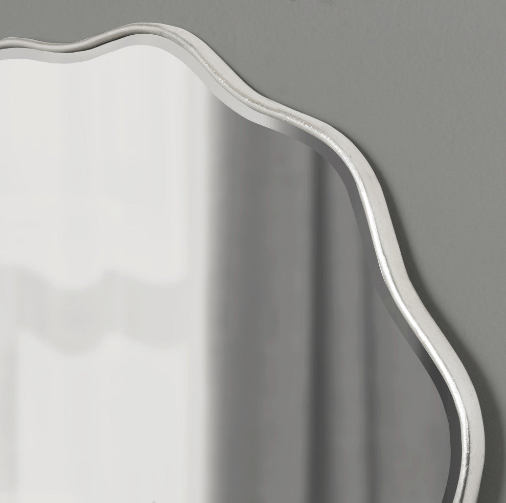 Viona Round Scalloped Mirror, Silver 26" Diameter