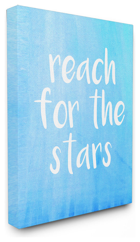 "Reach For The Stars Blue And White" Stretched Canvas Wall Art