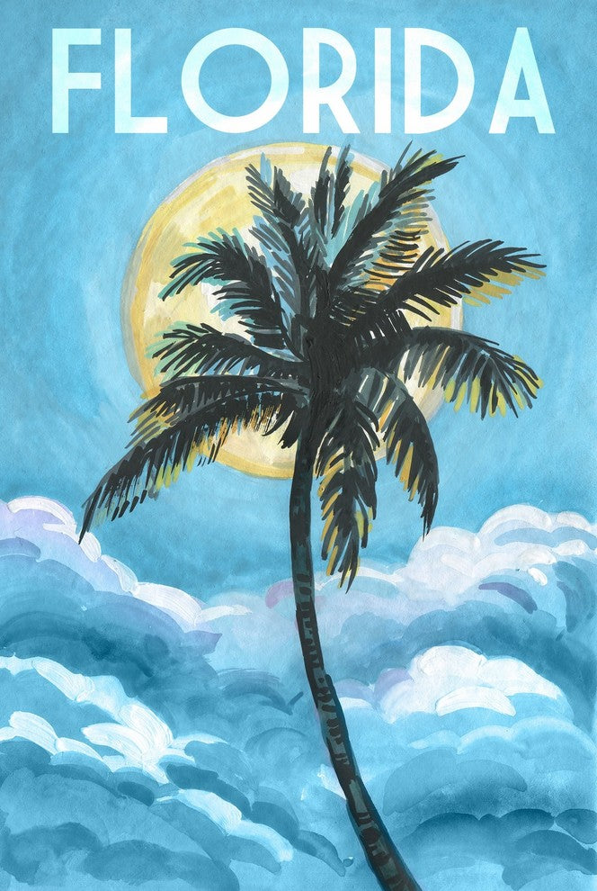"Blue Florida" Painting Print on Wrapped Canvas, 40x60