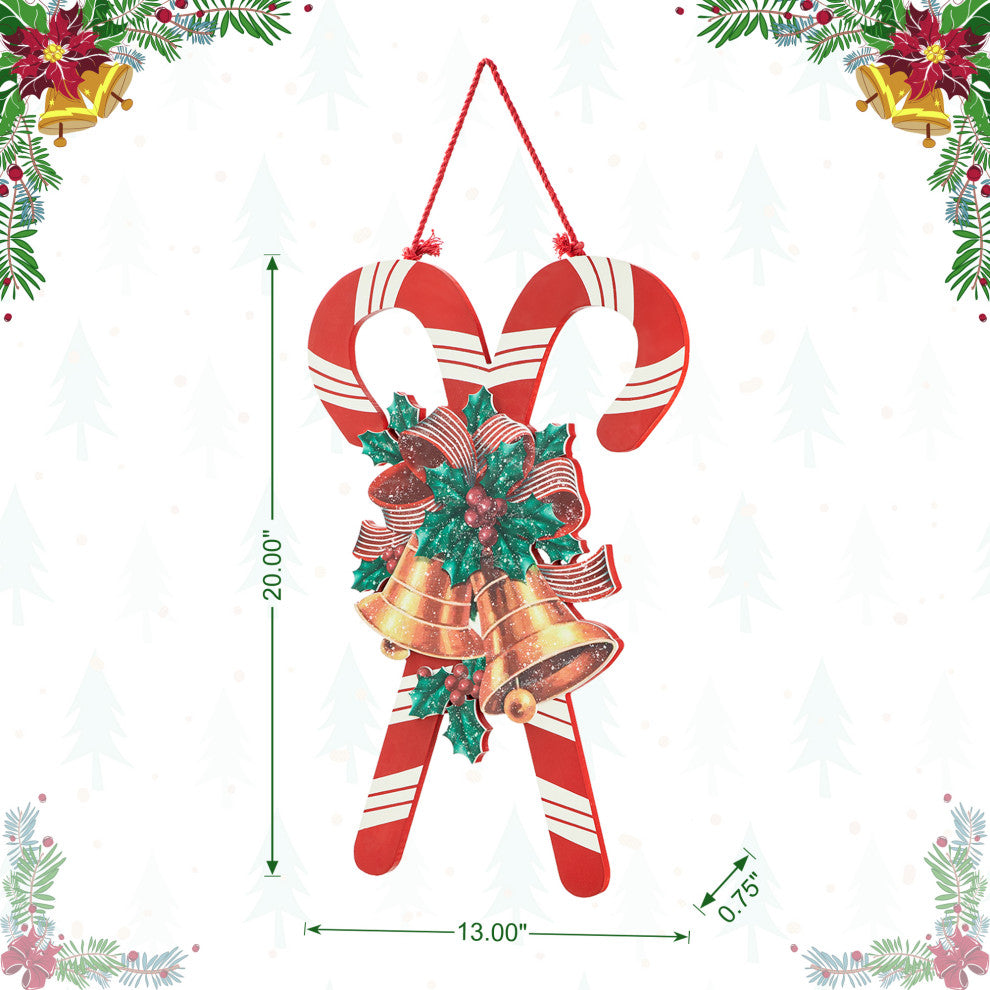 20"H Wooden Christmas Candy Cane Wall Decor