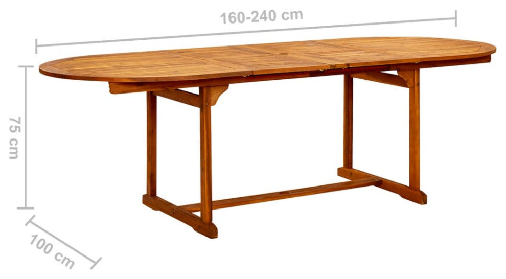vidaXL Outdoor Dining Table Extendable Garden Patio Table Solid Acacia Wood