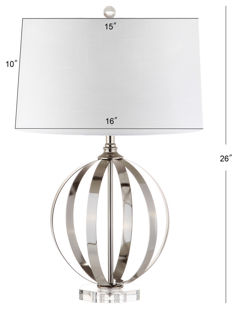 Logan 26" Metal Orb Table Lamp, Polished Nickel