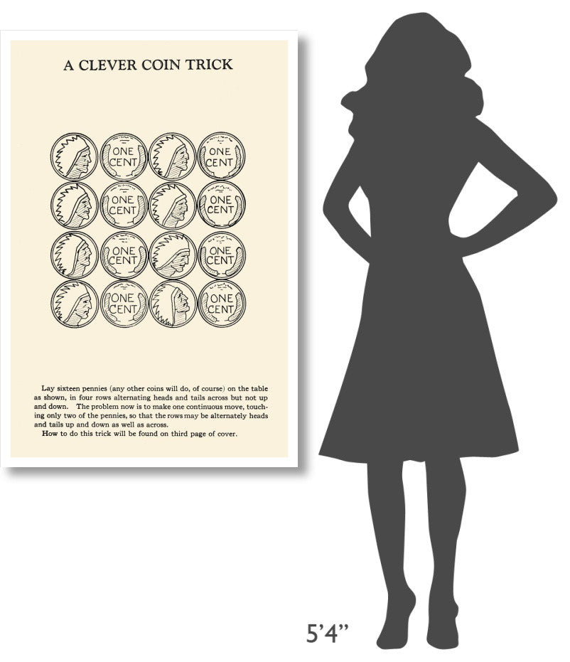 "A Clever Coin Trick - 16 Pennies" Digital Paper Print by Retromagic, 31"x46"