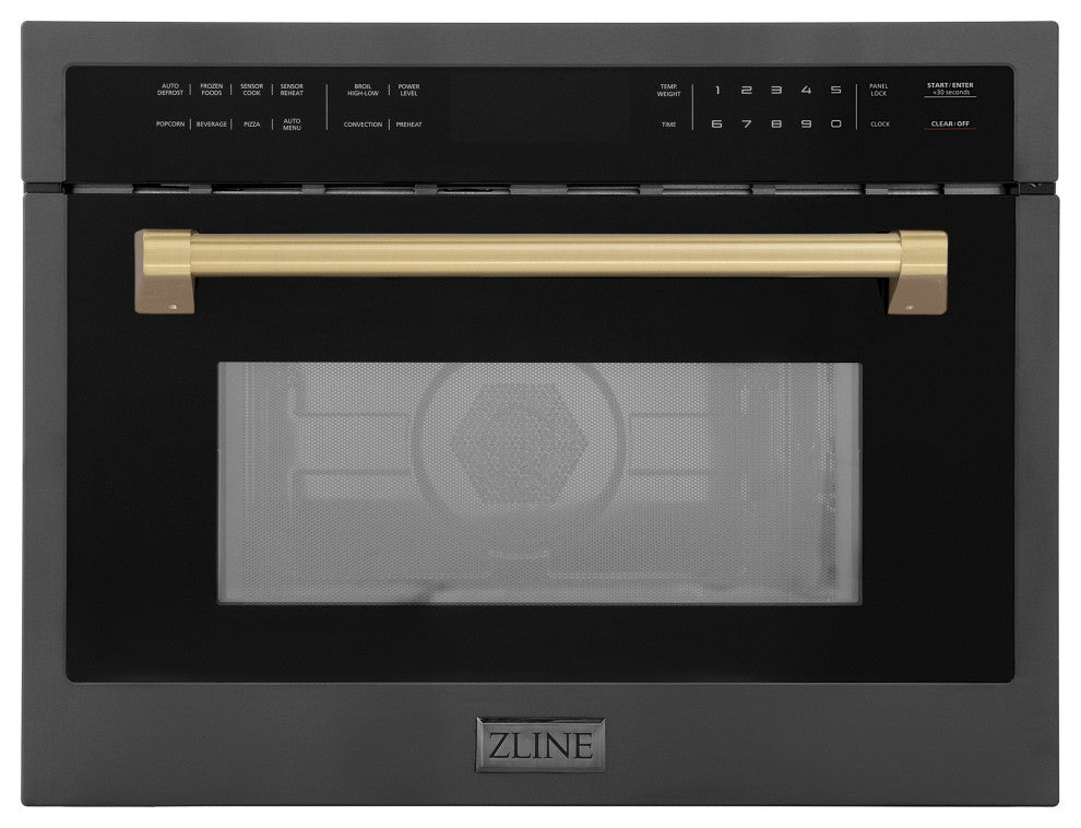 ZLINE 24" Microwave Oven, Black Stainless With Champagne Bronze MWOZ-24-BS-CB