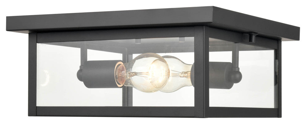 2 Light 12" Powder Coat Black Outdoor