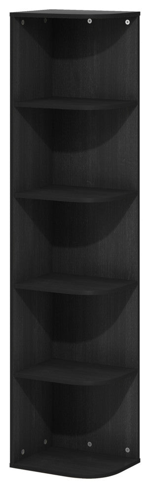 Furinno Pasir 5-Tier Corner Open Shelf Bookcase Blackwood
