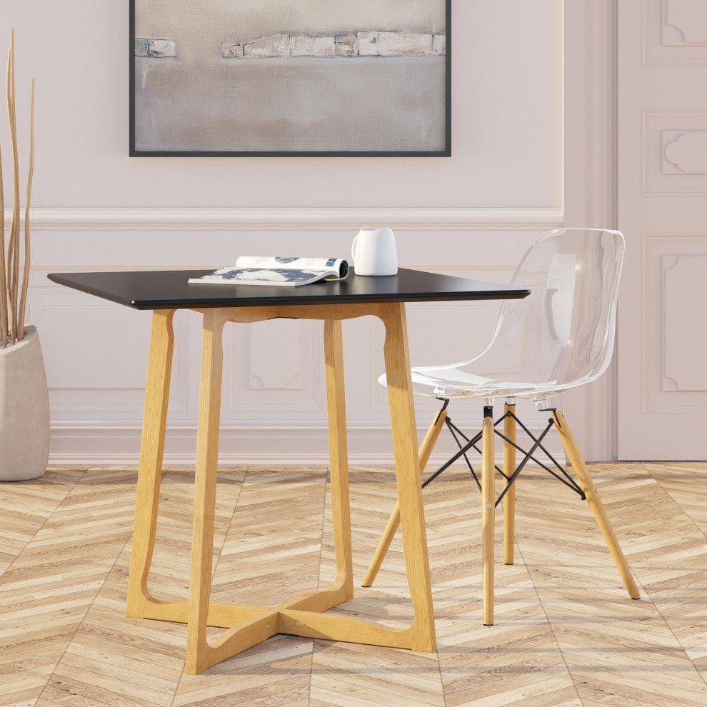 Dover Molded Dinin Side Chair, Wood Dowel Eiffel Base, Clear