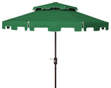 Safavieh Outdoor Zimmerman 9ft Double Top Market Umbrella Dark Green/White Trim