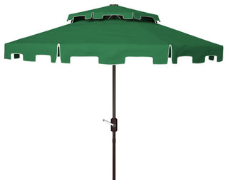 Safavieh Outdoor Zimmerman 9ft Double Top Market Umbrella Dark Green/White Trim