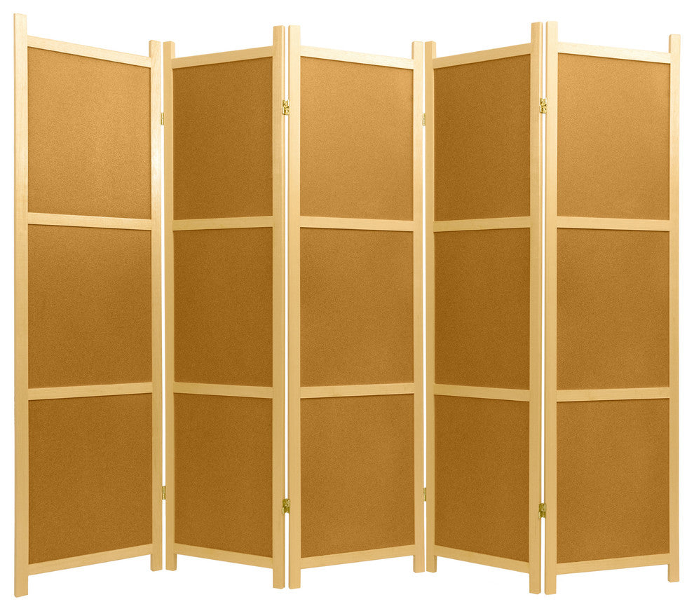 6' Tall Cork Board Shoji Screen, 5 Panel