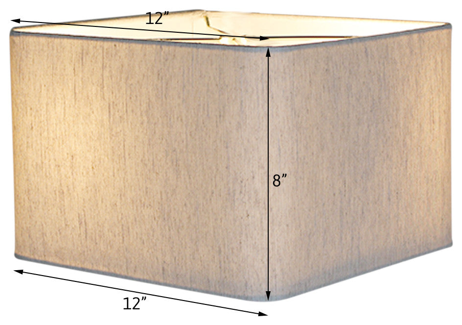 12x12x8 Rounded Corner Premiere Hardback Shallow Square Drum Lampshade Textured