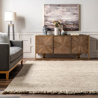 Nuloom Hand Woven Ornate Felted Wool Dhurrie Dh01 Rug, Beige 8'6"x11'6"