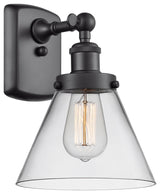 Large Cone 1-Light Sconce, Matte Black, Clear