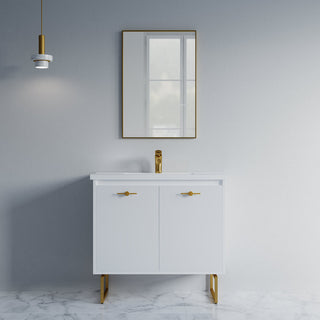 Dello 36" Single Bathroom Vanity Set With Rectangle Legs, White