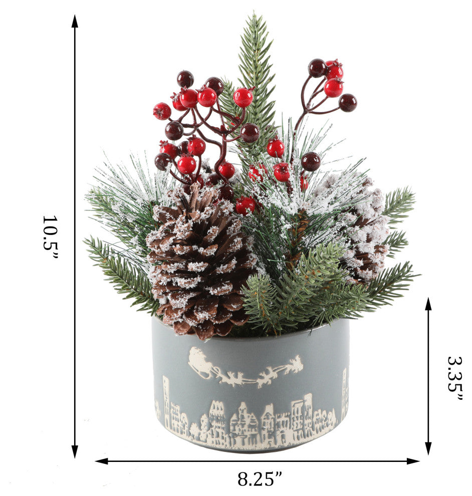 Xmas Mix in 5" Gray Cityscape Ceramic