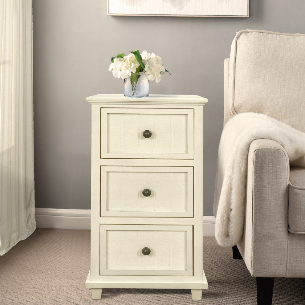 Egg Shell Three Drawer Side Table 13"Wx30"H16"D