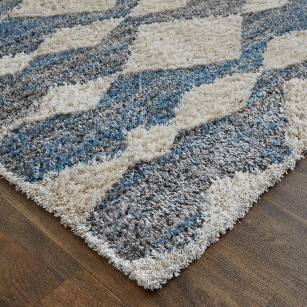 Weave & Wander Caide Contemporary Rug, Blue/Gray, 2'6"x8" Runner